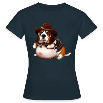 Gros Beagle Cowboy - T-shirt Femme - marine - Devant - AI Model Female 172 dark (172cm)