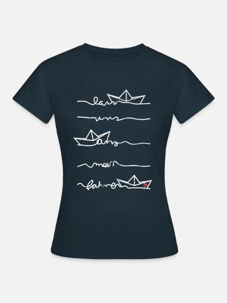 Papierschiff Meer Papierboot Papierschiffchen - Frauen T-Shirt - Navy