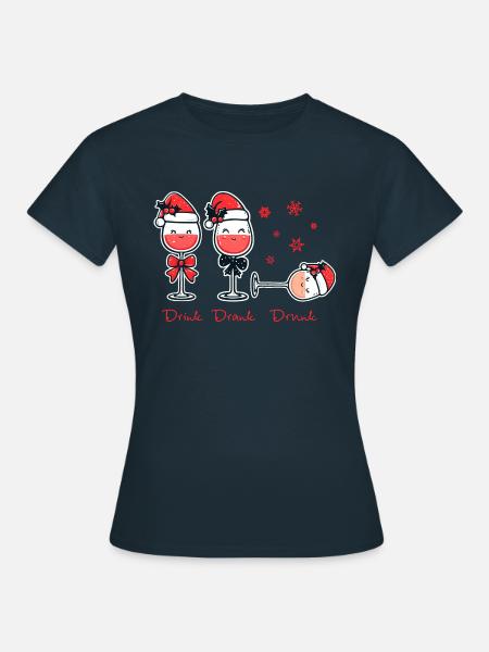Weingläser trinken - Frauen T-Shirt - Navy