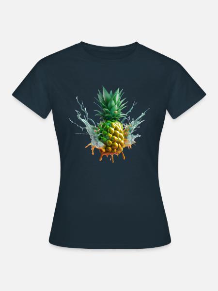 Farbenfrohe Ananas - Frauen T-Shirt - Navy