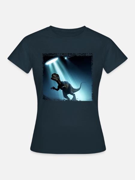 UFO trifft auf Dinosaurier - Frauen T-Shirt - Navy