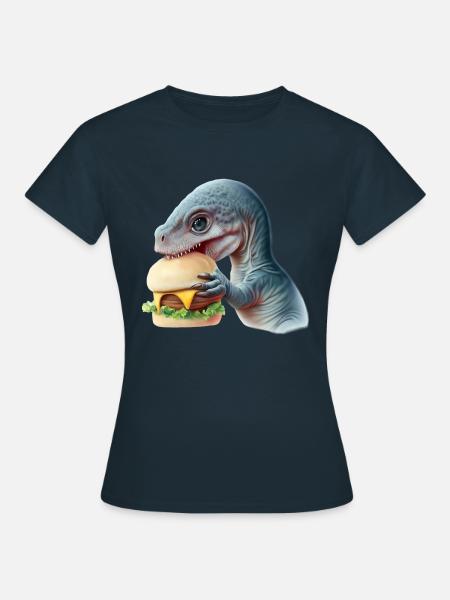 Cheeseburger Dinosauerier - Frauen T-Shirt - Navy