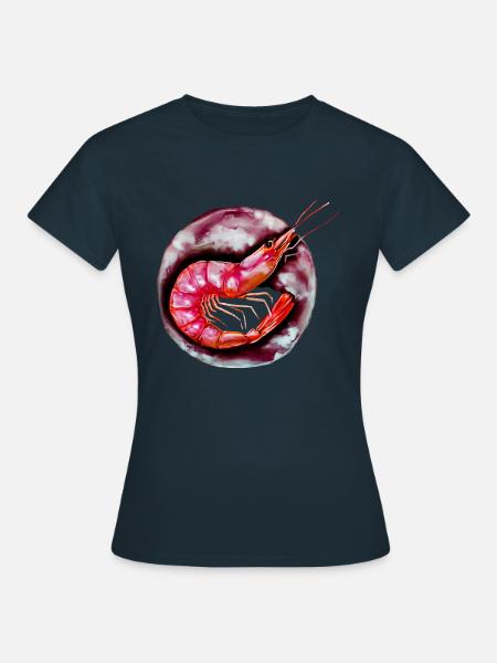 Enkaustikmalerei Shrimps - Frauen T-Shirt - Navy