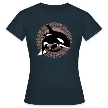 Orca Killerwal - Frauen T-Shirt - Navy - Vorne - AI Model Female 172 dark (172cm)