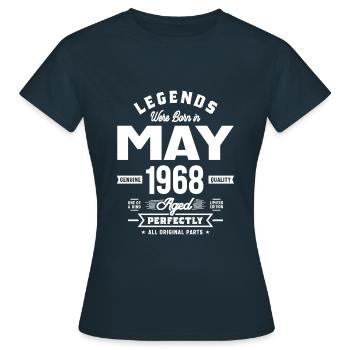 Légendes sont nées en mai 1968 Anniversaire Vintage - T-shirt Femme - marine - Devant - AI Model Female 172 dark (172cm)