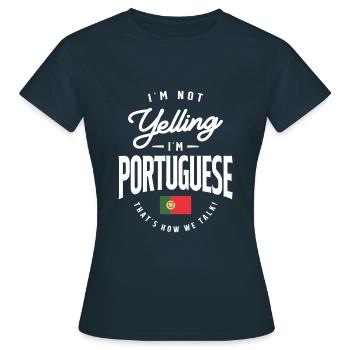 Je ne crie pas Je suis portugais Drôle de portugais Pr - T-shirt Femme - marine - Devant - AI Model Female 172 dark (172cm)
