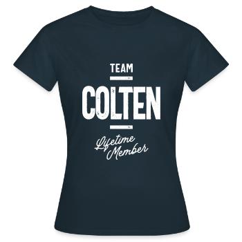 Colten Personalisierter Name - Frauen T-Shirt - Navy - Vorne - AI Model Female 172 dark (172cm)