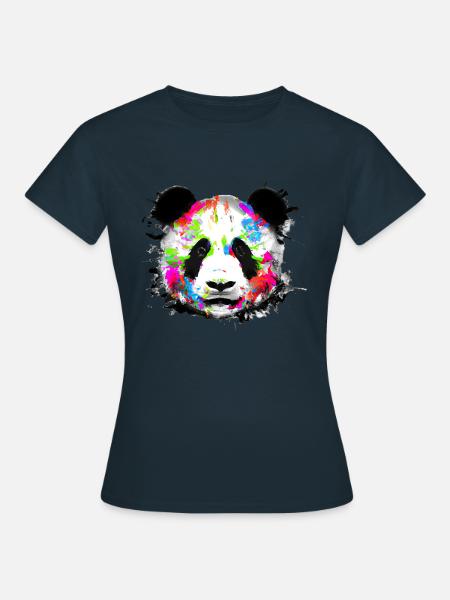 Bunter Panda - Frauen T-Shirt - Navy