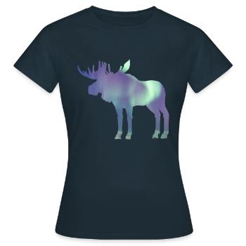 Elch Polarlicht - Frauen T-Shirt - Navy - Vorne - AI Model Female 172 dark (172cm)
