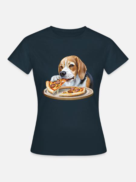 Pizza-liebender Beagle - Frauen T-Shirt - Navy