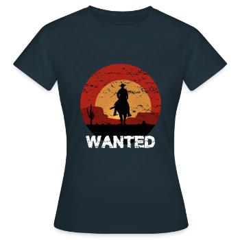 Cowboy Western Wild West Sonnenuntergang - Frauen T-Shirt - Navy - Vorne - AI Model Female 172 dark (172cm)