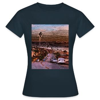 Manhattan Beach, États-Unis - T-shirt Femme - marine - Devant - AI Model Female 172 dark (172cm)
