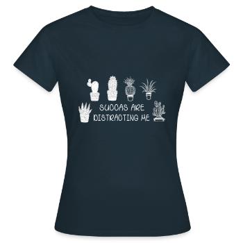 Les plantes succulentes me distraient plante hobby botaniquement - T-shirt Femme - marine - Devant - AI Model Female 172 dark (172cm)