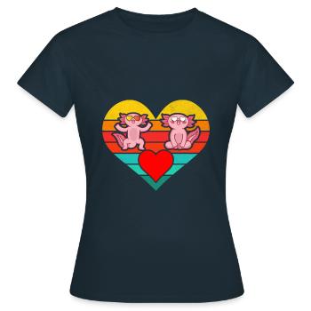 Axolotl Ist Mein Geisttier Herz Geteilte Axolotls - Frauen T-Shirt - Navy - Vorne - AI Model Female 172 dark (172cm)
