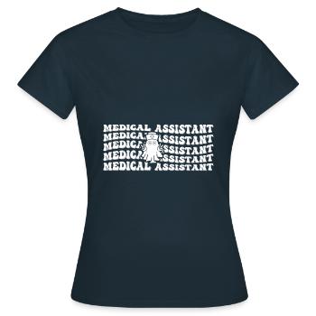 Medizinischer Assistent Spooky Ghost Repeat - Frauen T-Shirt - Navy - Vorne - AI Model Female 172 dark (172cm)