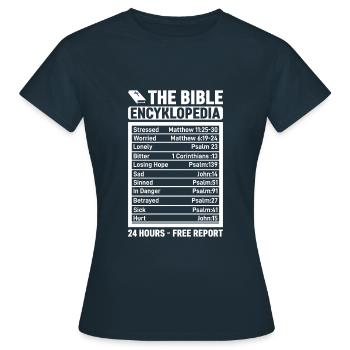 The Bible Encyklopedia 24 heures - Gratuit - T-shirt Femme - marine - Devant - AI Model Female 172 dark (172cm)