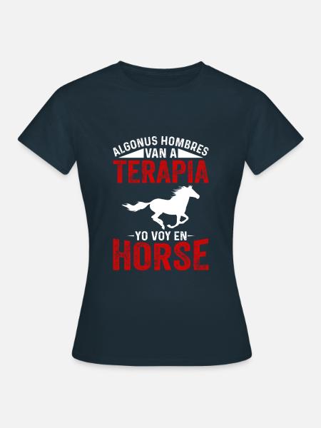 Algonus Men's Therapy Jeg går på hesteryggen - T-skjorte for kvinner - marine