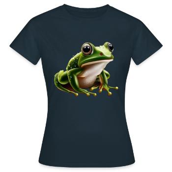 Regenfrosch Wassertropfen Frosch - Frauen T-Shirt - Navy - Vorne - AI Model Female 172 dark (172cm)