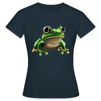 Regenfrosch Wassertropfen Frosch - Frauen T-Shirt - Navy - Vorne - AI Model Female 172 dark (172cm)