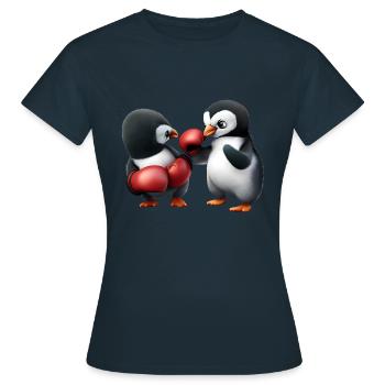 Pinguin Boxkampf - Frauen T-Shirt - Navy - Vorne - AI Model Female 172 dark (172cm)