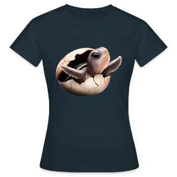 Turtle hatches from the egg - Women's T-Shirt - navy - Front - AI Model Female 172 dark (172cm)