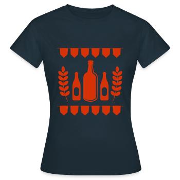 Bière - Bouteille de bière - Fête - Festival folklorique - T-shirt Femme - marine - Devant - AI Model Female 172 dark (172cm)