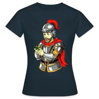 Chevalier avec smartphone - T-shirt Femme - marine - Devant - AI Model Female 172 dark (172cm)