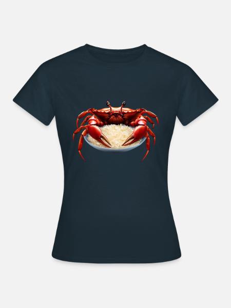 Rote Krabbe mit Reis - Frauen T-Shirt - Navy