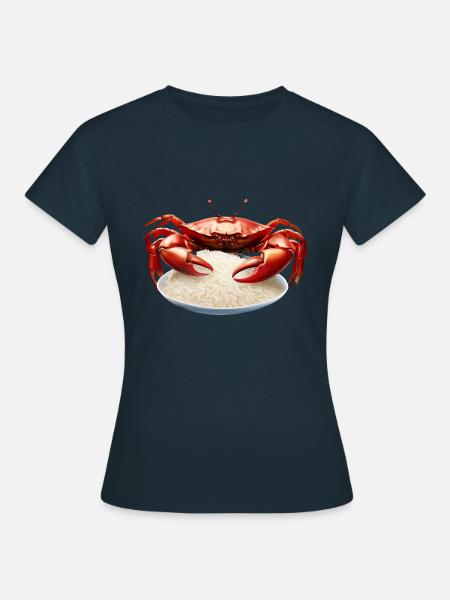 Rote Krabbe mit Reis - Frauen T-Shirt - Navy