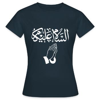Salam Alaykum Arabic Calligraphy Muslim - Frauen T-Shirt - Navy - Vorne - AI Model Female 172 dark (172cm)