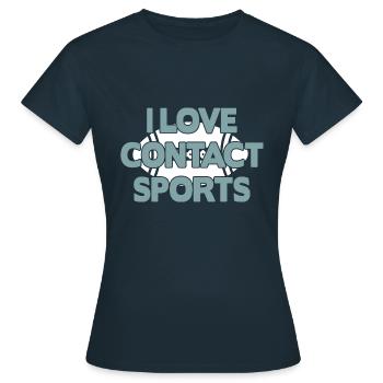 I love Contact Sports Football - Women's T-Shirt - navy - Front - AI Model Female 172 dark (172cm)