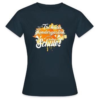 Tschüss Kindergarten hallo Grundschule Schulanfang - Frauen T-Shirt - Navy - Vorne - AI Model Female 172 dark (172cm)