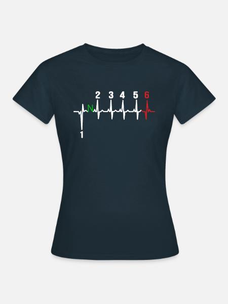 Motorrad 6 Gänge Gangschaltung Speed Adrenalin EKG - Frauen T-Shirt - Navy