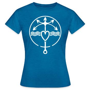 Coast Anchor Life Path Coeur Amour - T-shirt Femme - bleu saphir antique chiné - Devant - AI Model Female 172 dark (172cm)