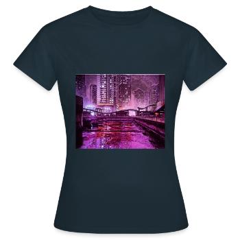 Ville futuriste - T-shirt Femme - marine - Devant - AI Model Female 172 dark (172cm)