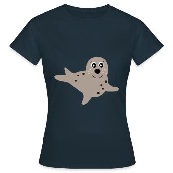 phoques phoques phoques animaux - T-shirt Femme - marine - Devant - AI Model Female 172 dark (172cm)