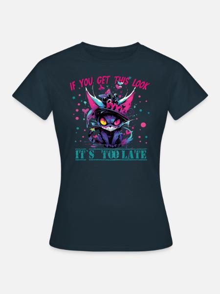 Angry Cat Halloween Neon Horror Liebhaber - Frauen T-Shirt - Navy