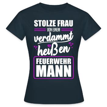 Pompier, pompier, petite amie, pompiers - T-shirt Femme - marine - Devant - AI Model Female 172 dark (172cm)