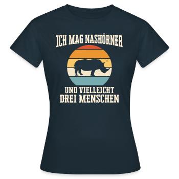 Nashorn Nashörner Tier - Frauen T-Shirt - Navy - Vorne - AI Model Female 172 dark (172cm)