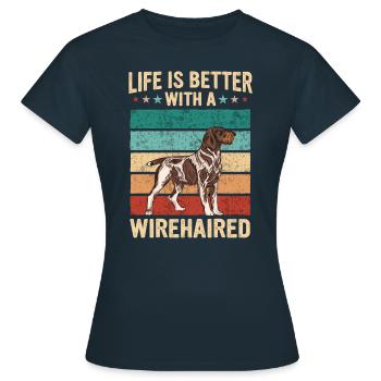 Deutsch Drahthaar Hund - Frauen T-Shirt - Navy - Vorne - AI Model Female 172 dark (172cm)