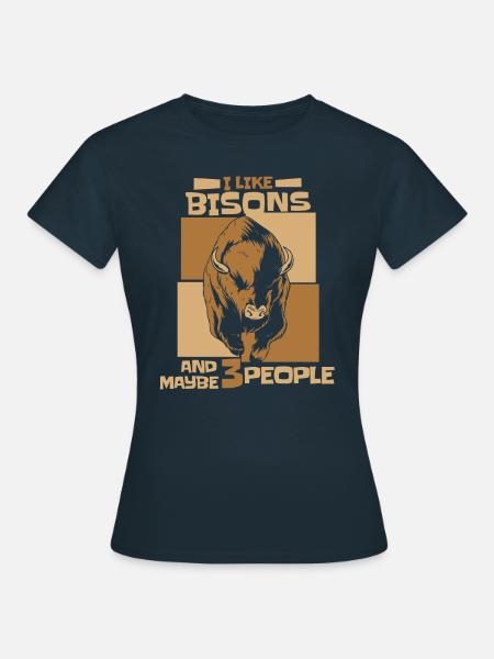 Bison Büffel Bulle Buffalo Bisons - Frauen T-Shirt - Navy