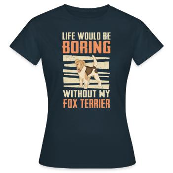 Fox Terrier Hund - Dame-T-shirt - marineblå - Foran - AI Model Female 172 dark (172cm)