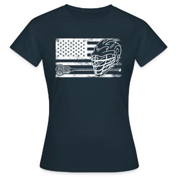 Lacrosse Sport Lacrosse Spieler - Frauen T-Shirt - Navy - Vorne - AI Model Female 172 dark (172cm)