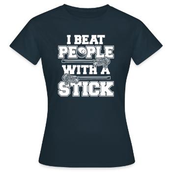 Lacrosse Sport Lacrosse Spieler - Frauen T-Shirt - Navy - Vorne - AI Model Female 172 dark (172cm)