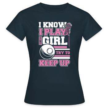 Lacrosse Sport Lacrosse Spieler - Frauen T-Shirt - Navy - Vorne - AI Model Female 172 dark (172cm)