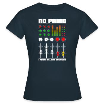 Audio-Mixing-Panik - Frauen T-Shirt - Navy - Vorne - AI Model Female 172 dark (172cm)
