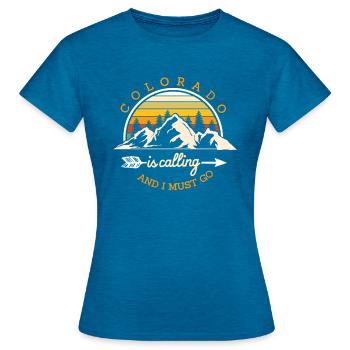 Colorado - Frauen T-Shirt - Antikblaues Saphir meliert - Vorne - AI Model Female 172 dark (172cm)