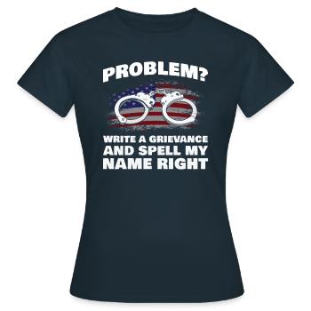 Problème? Rédiger une plainte et - T-shirt Femme - marine - Devant - AI Model Female 172 dark (172cm)