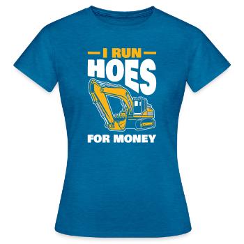 Je cours Hack pour de l’argent pour tout le monde - T-shirt Femme - bleu saphir antique chiné - Devant - AI Model Female 172 dark (172cm)