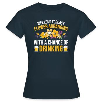 Wochenend-prognose Blumengestecke Mit Trink-chance - Frauen T-Shirt - Navy - Vorne - AI Model Female 172 dark (172cm)